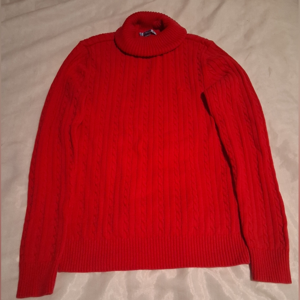 Izod Pink Cable-Knit Turtleneck Sweater